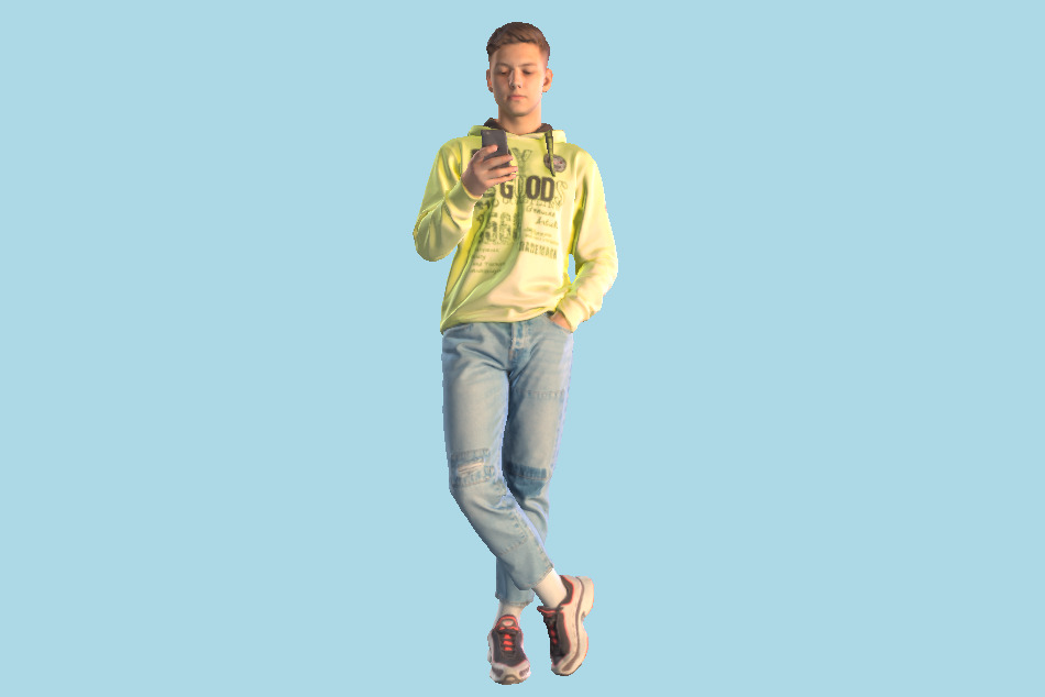 Stylish Man is Texting a Message on Phone 38 3d model
