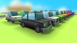 LOW POLY vehicles, fractal, toon, cars, rainbow, colors, maya, cartoon, low, poly