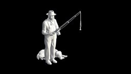 fishermen fish, cat, dog, fishing, boy, rod, miniature, diorama, fisherman, print, old, fishermen, angler, man, boat