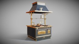 Antique Kitchen tabletop, vintage, retro, island, antique, stove, kitchen, game-ready, crockery, antique-furniture, pbr