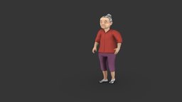 Character Grandma Lowpoly rigged elder, old, woman, grandma, character, cartoon, lady