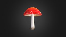 Mushroom Amanita food, forest, mushroom, fungus, ready, boletus, real, nature, morel, chanterelle, pheasant, geame, porcini, portobello, pbr, low, poly, puffball, conocybe, filaris