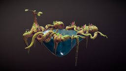 Sketchfab Weekly still, pond, water, nature, roots, refraction, sketchfabweeklychallenge, cartoon, stylized