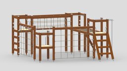 Lappset Motoric Track 05 tower, frame, bench, set, children, child, gym, out, indoor, slide, equipment, collection, play, site, vr, park, ar, exercise, mushrooms, outdoor, climber, playground, training, rubber, activity, carousel, beam, balance, game, 3d, sport, door