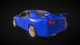 Nissan Skyline GTR R34 [Download] nissan, skyline, track, cars, unreal, drift, engine, gtr, jdm, r34, unity, low-poly, game, vehicle, model, racing, car, street, download, race, japanese