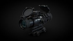 VORTEX SPITFIRE 3x Scope Low-poly 3D model rifle, scope, ww2, fps, shooter, unreal, sight, spitfire, vortex, weapon, unity, game, pbr, lowpoly, gameasset, gun, gameready, 3x