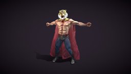 Tigerman (タイガー・マスク) tiger, wrestler, wrestling, marvelousdesigner, man, zbrush, mixamoanimation, tigerman, taigamasuku, uomotigre, tanadelletigri