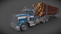Peterbilt 359 Logtrailer truck, pit, trailer, international, transport, highway, freighter, zil, ural, kamaz, semitrailer, convoy, shipment, container, industrial