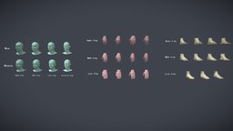 Head, Hands, Foots face, food, topology, mesh, rigging, basemesh, arm, legs, pack, foot, hands, reference, midpoly, head, woman, part, topogun, character, girl, lowpoly, model, man, gameasset, female, highpoly