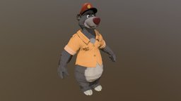 Baloo bear, fur, tale, disney, spin, baloo, cartoon, game, lowpoly