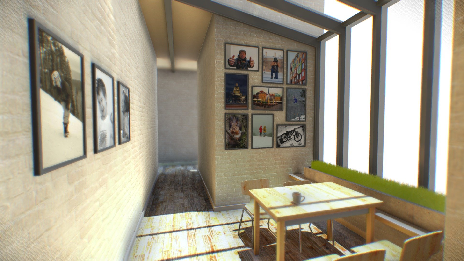 Please LIKE model if you Download it - Thank you !
Wall gallery in small cafe. Baked textures 3d model