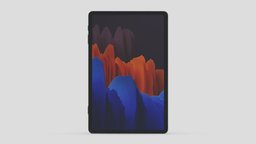 Galaxy Tab S7 Mystic Black office, computer, device, pc, laptop, tablet, smart, electronics, equipment, headphone, audio, mockup, smartphone, cellular, android, ios, phone, realistic, cellphone, cheap, earphones, mock-up, render, 3d, mobile, home, screen