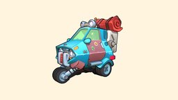 Stylized Cyberpunk Car cute, cyberpunk, albedo, low-poly, photoshop, 3dsmax, vehicle, lowpoly, futuristic, car, stylized, distopian, 16x16, noai