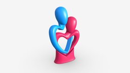 Abstract Ceramic Lovers Figurine Hugging toy, figure, porcelain, ceramic, figurine, souvenir, decor, statue, lovers, hugging, symbolic, 3d, art, pbr, design, decoration, abstract, sculpture