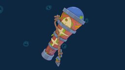 Pirate Scope toon, cute, scope, fun, prop, outline, albedo, basecolor, substancepainter, maya, handpainted, cartoon, pirate