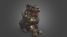 Komainu Statue japan, prop, feudal, lion, statue, komainu, asset, game, gameart, japanese