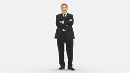 Man With Arms Crossed 0657 suit, style, shirt, people, clothes, tie, miniatures, realistic, character, 3dprint, model, man, human, male