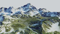 Green Hills Mountains (World Machine) world, grass, snow, mountain, machine, hills