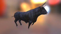 Running bull rigging, skinning, running-bullet, character, 3d, animal, animation