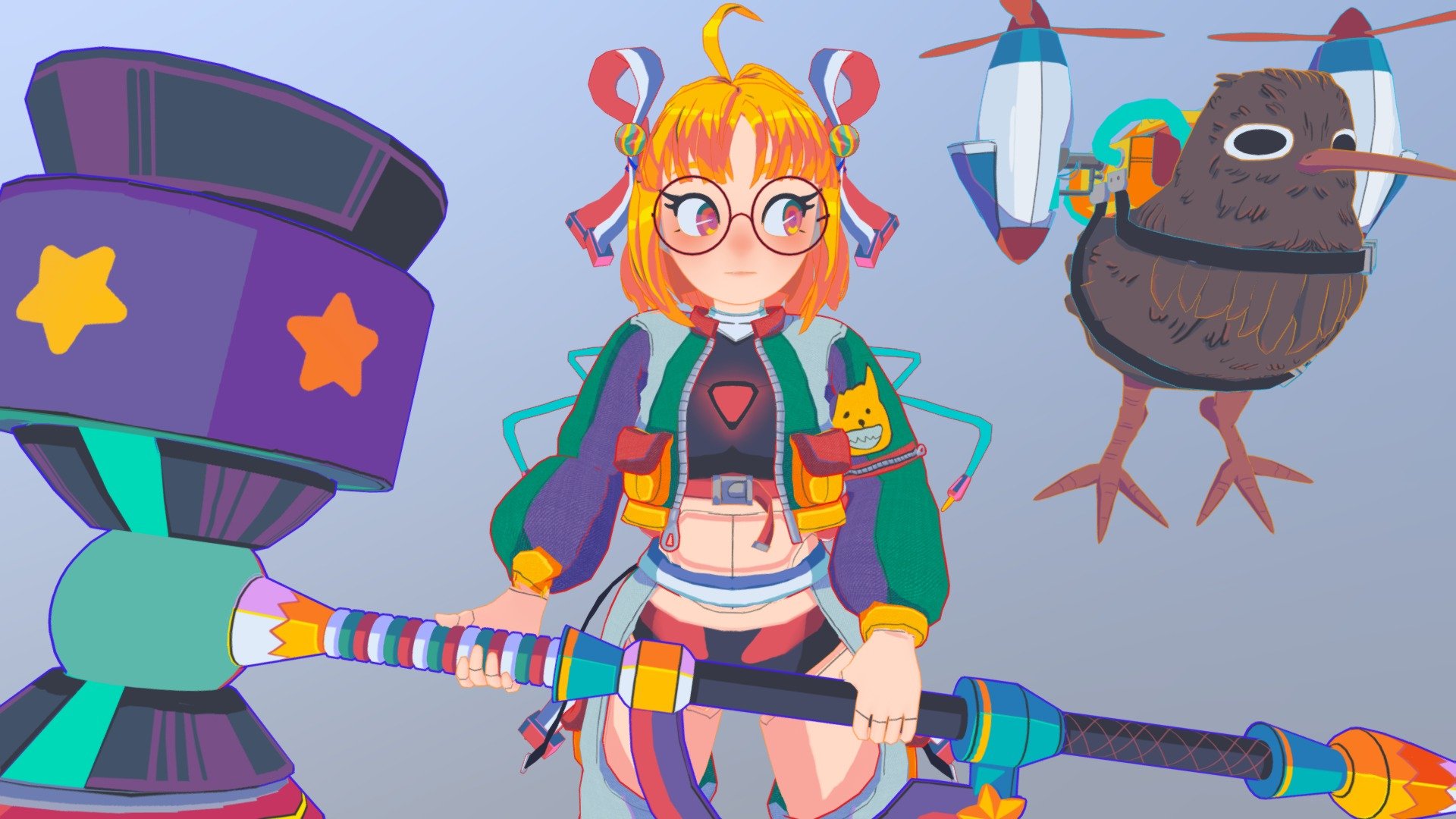 Another original Character made by umbiumbiann namely Taffy and her Minion.
Check her Instagram below for her unique artstyle and characters!
https://www.instagram.com/umbiumbiann/ - Taffy & Kiwi - 3D model by Artical 3d model