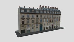Paris Corner Apartment Building 10 paris, vray, hotel, restaurant, photorealistic, urban, landmark, apartment, typical, parisian, architecture, game, 3d, house, city, building, street