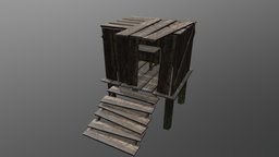 Shack swamp shack, swamp, maya, game, photoshop, low