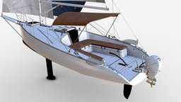 Small Sail Yacht White yacht, sail, luxury, dock, sailing, pier, sailboat, sailor, port, motorboat, cruise, trip, watercraft, recreational, ship, boat, unbranded, yachtboat