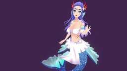Monster Girl Mermaid fish, toon, topology, cg, rigging, b3d, people, basemesh, mermaid, shadeless, manga, unlit, cellshading, animegirl, celshading, femalecharacter, halfhuman, vrchat, stylizedcharacter, character, handpainted, girl, cartoon, blender, lowpoly, blender3d, female, stylized, human, anime, rigged, hololive, demihuman