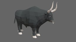 Bull Idle Work elephant, cow, forest, tiger, africa, animals, wild, mammal, bull, domestic, african, safari, lion, beef, wildlife, framer, fram, muskcow, cartoon, lowpoly, animal