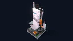 Sci-Fi Low Poly Skyscraper cyberpunk, skyscraper, homeworld, bladerunner, irobot, sci-fi, futuristic, city, building, spaceship, pixelart