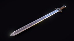 Viking Sword historic, warrior, viking, melee, barbarian, handle, metal, old, runes, swordsman, saxon, norse, textued, game, 3d, pbr, military, sword, knight, blade