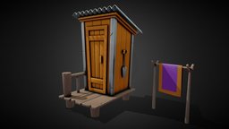 Stylized Shed storage, assets, exterior, log, prop, garage, warehouse, shed, cabin, farm, bungalow, substancepainter, substance, house, stylized, building