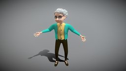 Cartoon Grandma mom, mother, elder, old, woman, grandmother, elderly, grandma, characrter, parent, low-poly, cartoon, lowpoly, lady, grandmama