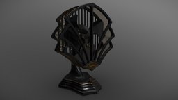 Art Deco Desk Fan fan, desk, vintage, retro, deco, electronic, classic, designer, metal, old, metallic, swivel, art-deco, lucatio, substancepainter, substance, art, design, black, gold, deatiled