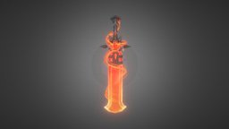 Fire Sword world, warcraft, fire, weapon, handpainted, 3d, blender, lowpoly, model, sword, handpainted-lowpoly, noai