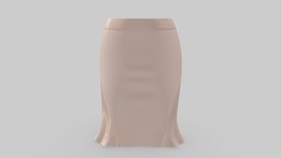 Female Elegant Flaring Bottom Short Skirt short, mini, pencil, fashion, knee, girls, bottom, cream, semi, clothes, skirt, beautiful, casual, womens, elegant, beige, everyday, peach, wear, length, pbr, low, poly, female, flaring