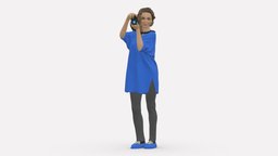 Woman with camera 0111 people, clothes, miniatures, camera, realistic, woman, photographer, character, 3dprint, girl, model