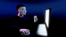 Doomer computer, mouse, sad, meme, zoomer, night, vr, gamer, online, cinema-4d, smoking, internet, depression, computer-desk, boomer, oculusmedium, wojak, cigarrete, energy-drink, monster-energy, oculusquest, doomer