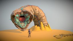 Dune Shai Hulud and Fremen Rider dune, oculusmedium, fremen, shai-hulud