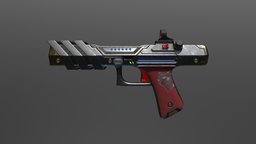 SciFi Pulse Laser HandGun handgun, pulse, metal, scifi, hardsurface, laser