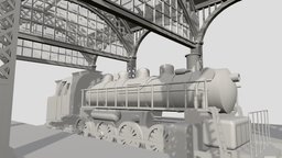 Train Station train, wheels, station, place, 3d, hardsurface, environment