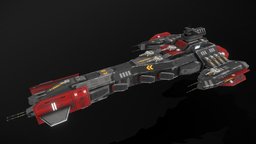 Jolly Roger Class Pirate Battleship battleship, starship, spacecraft, game-ready, pbs, msgdi, asset, pbr, lowpoly, scifi, ship, pirate, space, spaceship, noai
