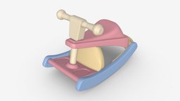 Rocking chair object, cute, little, baby, kid, white, toy, happy, fun, vintage, rocking, child, play, ride, childhood, 3d, pbr, chair, decoration, plastic