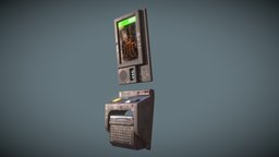 Wall Mounted Terminal game-ready, substancepainter, blender, pbr, gameart