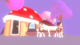 tigers and the mushroom house tree, cute, tiger, animals, pets, tigers, house