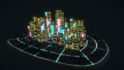 Sci-fi City urban, metropolis, bigcity, lowpoly, scifi, sci-fi, city, light