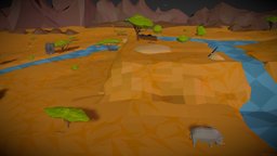 Savanna Scene elephant, giraffe, rhinoceros, lion, low-poly-model, savanna, animals-creatures, arcade-machine