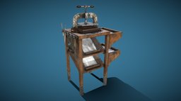Fantasy Printing Press wooden, lead, assets, shelf, printing, paint, rack, tools, paper, atlas, ink, used, press, handle, letter, type, nautic, metal, mashine, metallic, nautical, rotatable, asset, game, gameasset, wood, pirate, fantasy, mashine-tool, leadtype, aquariusrp