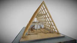 A-frame house idea cottage, exterior, plan, sketch, residence, easy, idea, cheap, a-frame, 3d, model, design, house, home, wood, sketchfab, interior, download, simple
