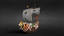 Thousand Sunny Go mugiwara, one-piece, modeling, ship, animation, pirate, textured, thousand-sunny